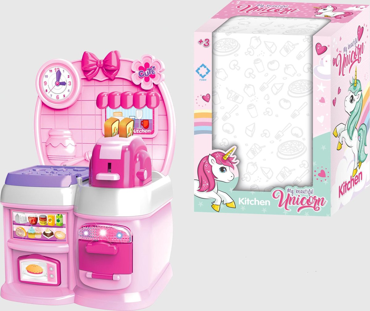 Jouets Filles 3 ans, Fille de speelgoed de Cuisine, Cuisine mobile - Rose  - 25 x 20