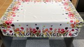 Tafelkleed - Creme kleurig - bedrukt met tulpen - Vierkant 110 x 110 cm