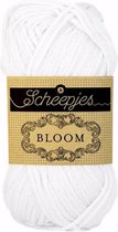 AANBIEDING Scheepjes Bloom 424 SNOW DROP [ KATOEN  WIT ] PAK MET 10 BOLLEN a 50 GRAM. INCL. Gratis Digitale vinger haak en brei toerenteller.