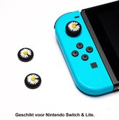 Thumb Grips | Thumb Sticks | Gaming Thumbsticks | Geschikt voor Nintendo Switch & Lite | 1 Set = 2 Thumbgrips | Bloemetje | Zwart met Wit