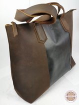 lady's shopper Amanda - lederen tas uit handgemaakte kwaliteit. - brown grey - pellericca - lederen vrouwen tas, schouder tas leer