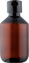 Lege plastic fles 200 ml PET amber - met zwarte klepdop - set van 10 stuks - navulbaar - Leeg