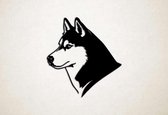 Wanddecoratie - Hond - Husky 2 - XS - 27x25cm - Zwart - muurdecoratie - Line Art