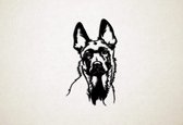 Wanddecoratie - Hond - Mechelse Herder - M - 87x51cm - Zwart - muurdecoratie - Line Art