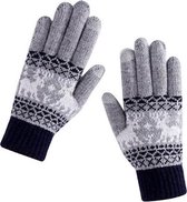 Gebreide handschoenen met touchscreen functie - Grijs met rendieren - Dames /Tieners