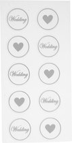 Stickers, hart - bruiloft, d 25 mm, 7,8x15,5 cm, zwart, 2 div vellen/ 1 doos