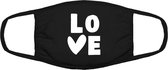 Love mondkapje | liefde | valentijnsdag | huwelijk | relatie  | vrijgezel | grappig | gezichtsmasker | bescherming | bedrukt | logo | Zwart mondmasker van katoen, uitwasbaar & herb