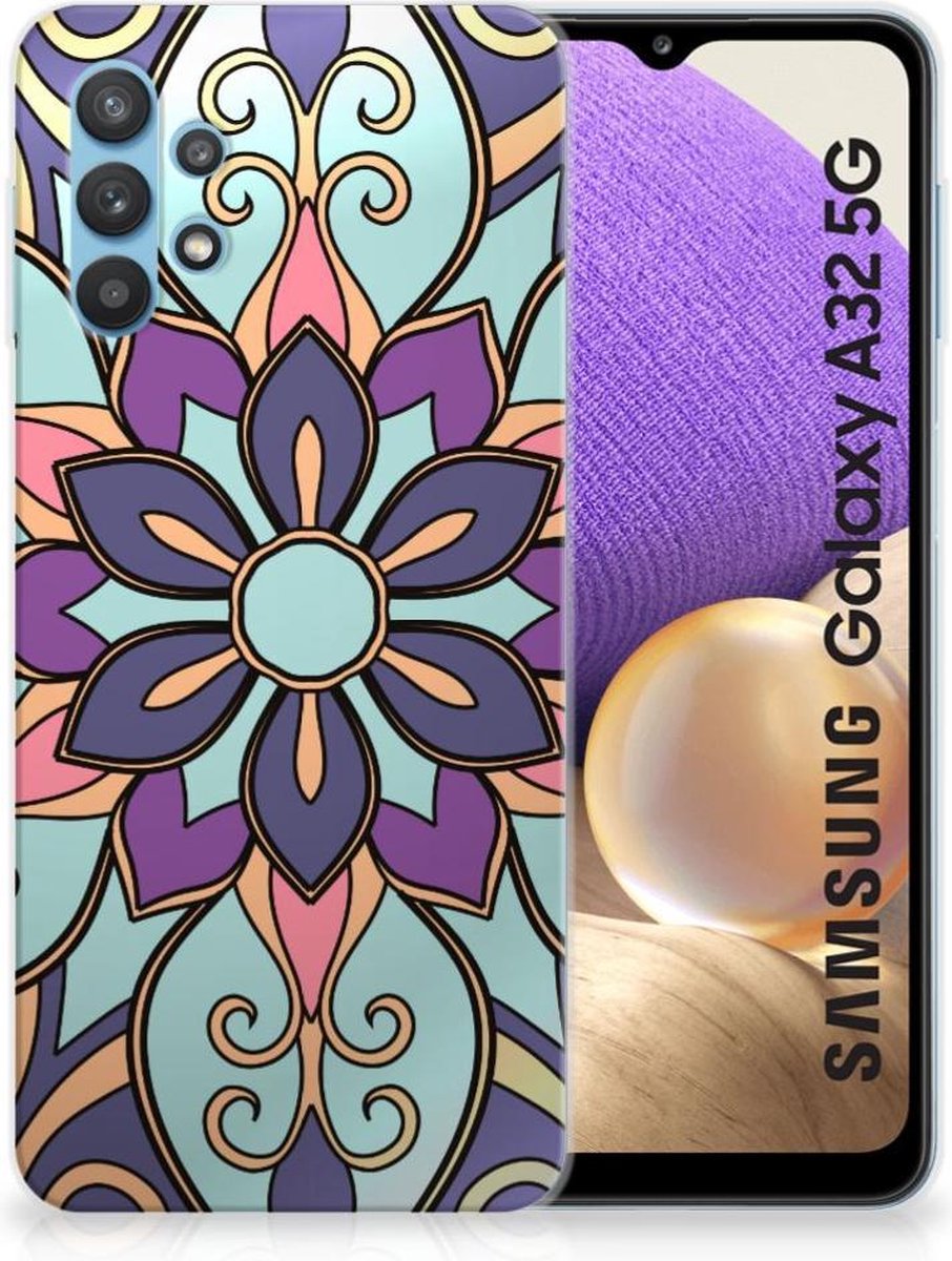 Samsung Galaxy A32 5G TPU Case Purple Flower