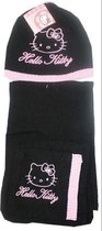 Hello Kitty winterset muts+sjaal - zwart/roze -  maat 54 cm (4-8 jaar)