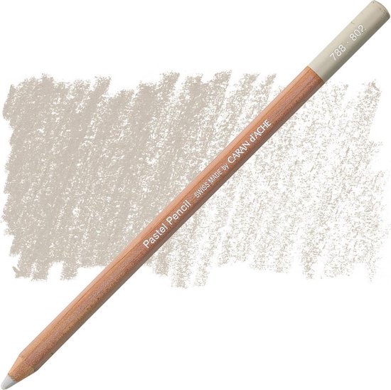 Caran D'Ache pastel potlood, French Grey 10% (802), met een lichtgrijze veeg.