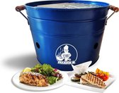 Vikkieerin.nl - Draagbare Emmer Houtskool BBQ - Ø38 cm - blauw - Compacte Barbecue om mee te nemen