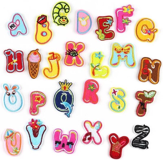 werper vliegtuigen Staren Kleurijke Strijkemblemen Kinderen 26 stuks - Alfabet - Letters Stof  Applicatie -... | bol.com