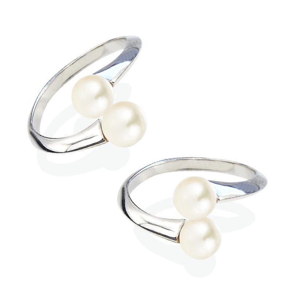 PROUD PEARLS® Zilveren verstelbare ring met twee parels