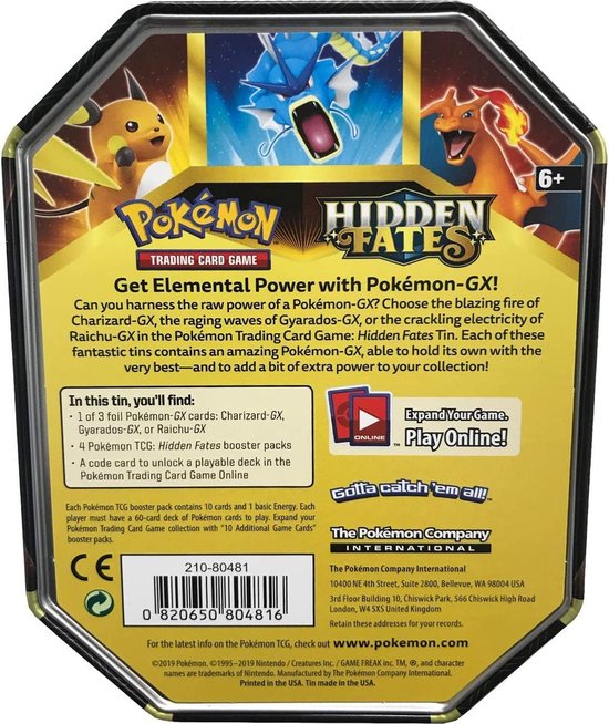 Thumbnail van een extra afbeelding van het spel Pokemon TCG Hidden Fates Tin Box Gyarados GX