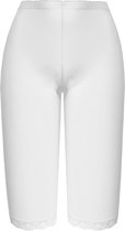 Dames legging 2 pack tot onder de knie met kant randje wit L