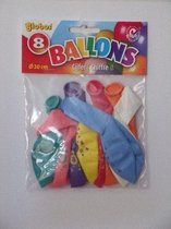 Ballonnen cijfer 6 no. 12 eenzijdig 1 zakje met 8 stuks