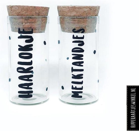 Haarlokje en melktandjes buisjes - in cadeauverpakking - Zwart wit - Kraamcadeau - Bewaardoosje - Leuk voor in een kraammand van Merkloos — afbeelding 4
