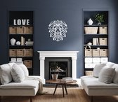 Muur Decoratie - Wand Decoratie - Huiskamer – Housewarming - Geometrisch - Wall Art - Dieren – Lion - Leeuw - Wit - 34,6 cm breed x 40 cm hoog