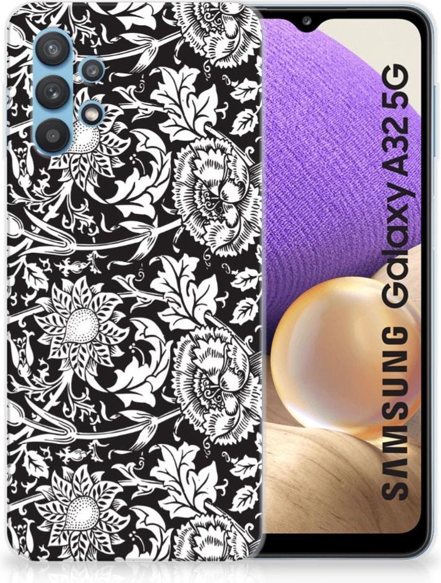 Samsung Galaxy A32 5G TPU Case Black Flowers