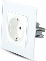 Wandcontactdoos - Viron Deilo - Inbouw - 1-voudig - Randaarde - Incl. Glazen Afdekraam - Wit - BSE