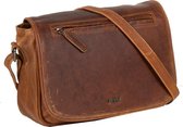 Justified Bags® Yara - Medium - Top Zip - Lederen Schoudertas - Cognac