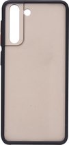 Shop4 - Geschikt voor Samsung Galaxy S21 Hoesje - Harde Back Case Transparant Zwart