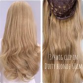 3/4 wig halve pruik DIRTY BLOND clip in extensions 60cm 200gr