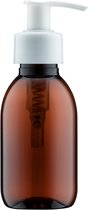 Lege plastic fles 125 ml PET amber - met witte pomp - set van 10 stuks - navulbaar - Leeg