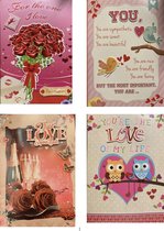 Set Of 4 Maxi Xxl Valentine's Cards 3d A4 Format