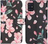 iMoshion Design Softcase Book Case Samsung Galaxy A51 hoesje - Blossom Watercolor Black