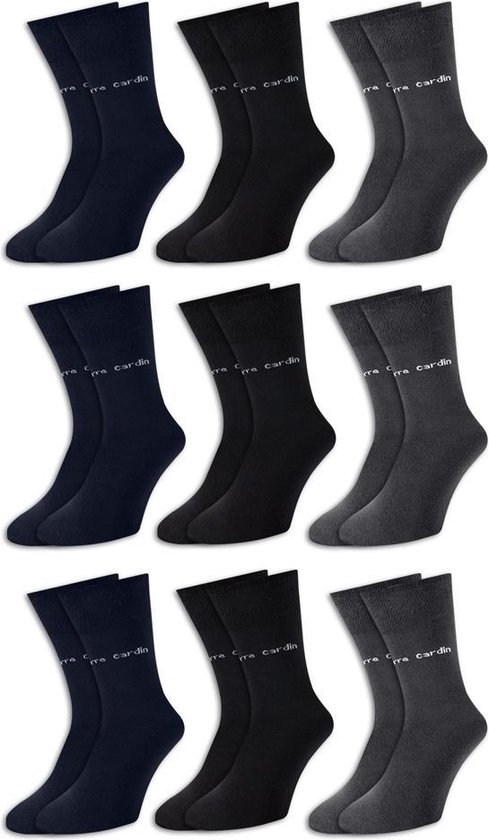 9 Paire de chaussettes homme Pierre Cardin® - bleu anthracite noir - 43/46