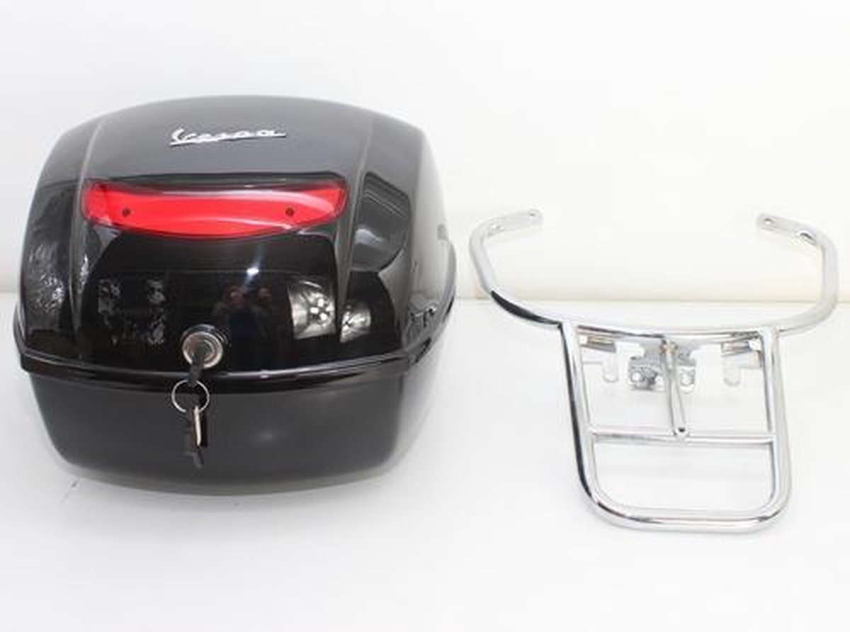 Topkoffer Vespa LX, S zwart. Vespa LX, S (kleurcode 98/8) is set prijs  incl. chromen | bol.com