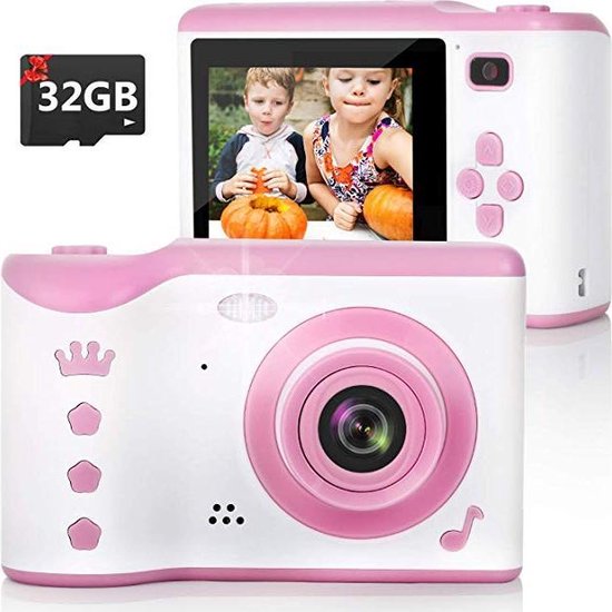 Jukxo Kindercamera Roze met Touchscreen en Flitser – Inclusief 32GB  SD-kaart –... | bol.com