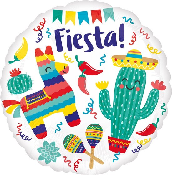 Amscan Folieballon Fiesta! 43 Cm Wit