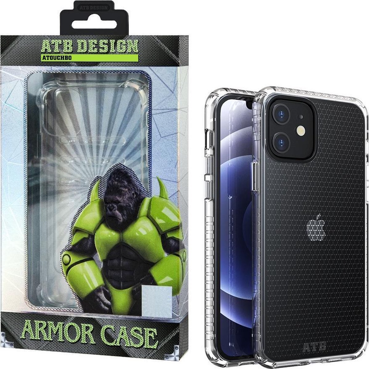 Atouchbo Armor Case iPhone 12 Mini hoesje transparant - Honeycomb