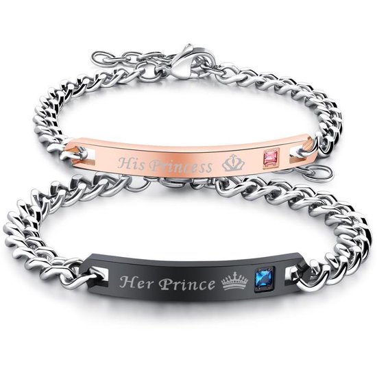 Valentijn Cadeautje voor Hem en Haar | His Prince & Her Princess Armband Set | Valentijnsdag | Geschenkset Mannen | Geschenkset Vrouwen | Romantisch Cadeau | Armband Dames | Armband Mannen - TrendFox