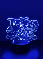 Pokemon knuffel Pikachu - Squirtle -  Charmender 3D Led - 7 Kleuren - Leuker Cadeau dan Pluche/knuffel - 20 cm - Pokemon Nachtlampje - Speelgoed voor kinderen - Nachtlampje voor kinderen