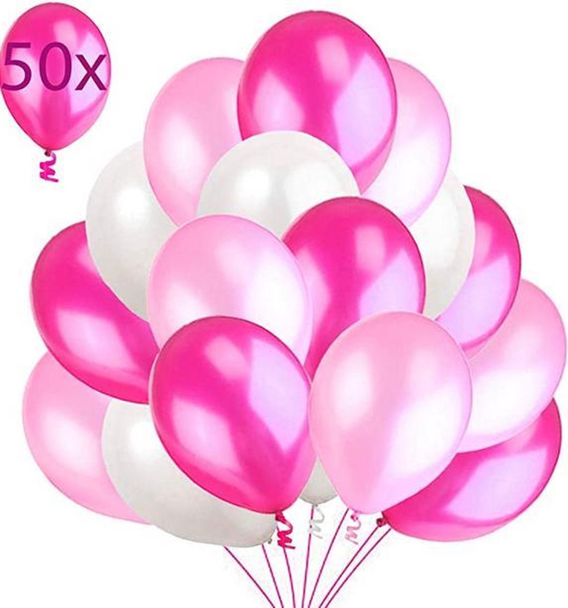 50 Metalic Ballonnen Roze Wit Fuchsia Ballon Premium Kwaliteit 14" / 36cm  Dikke Latex... | bol.com