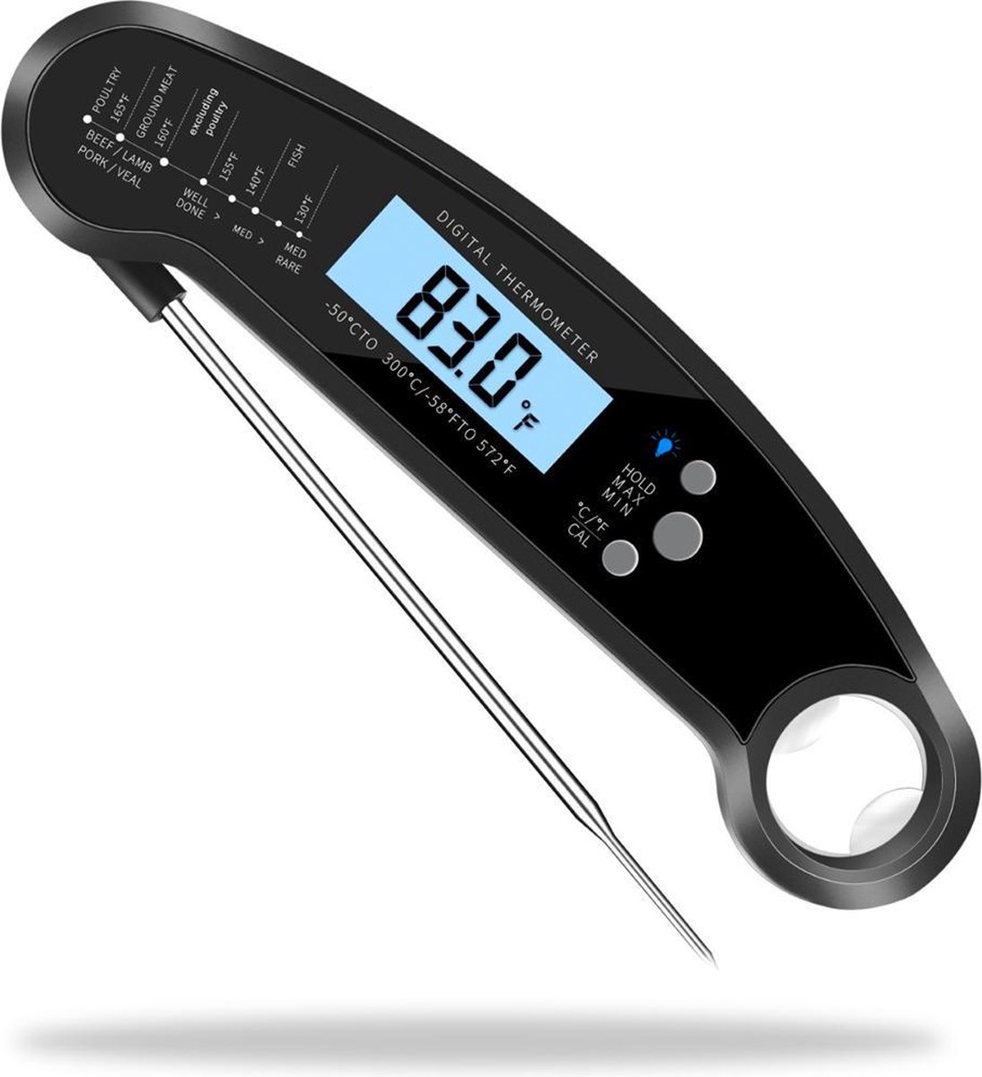 Digitale Keuken Thermometer Premium - Met Lichtfunctie + Magneet - Suikerthermometer - Bbq Thermometer - Thermometer Koken - Voedselthermometer - Kookthermometer - Suikerthermometer Digitaal - Sinterklaas - Kerst