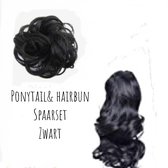 Ponytail & Hairbun SPAARSET Haarstuk & Paardenstaart net echt haar zwart