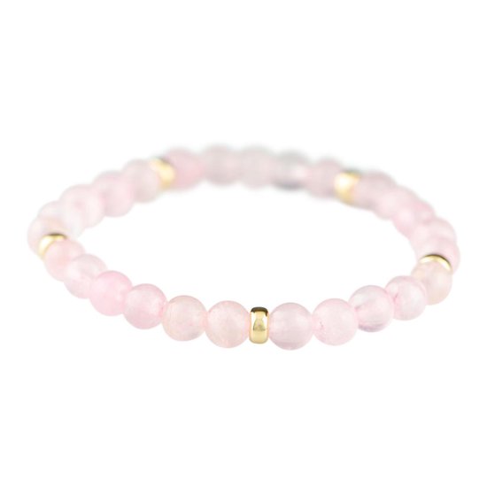 Bracelet pierre précieuse: Quartz rose et perles de 14 carats