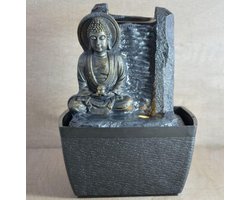 Fontein Boeddha Sérénité 18 cm hoog - interieur - fontein voor binnen - relaxeer - zen - waterornament - cadeau - geschenk - kerst - nieuwjaar - relatiegeschenk - origineel - lente - zomer - lentecollectie - zomercollectie - afkoeling – koelte