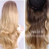 3/4 Wig Halve Pruik root tipped blond 60cm 200gr BESTE KEUZE clip in extensions