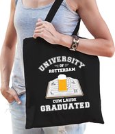 Carnaval verkleed tasje zwart university of Rotterdam voor dames - Rotterdamse geslaagd / afstudeer cadeau tas