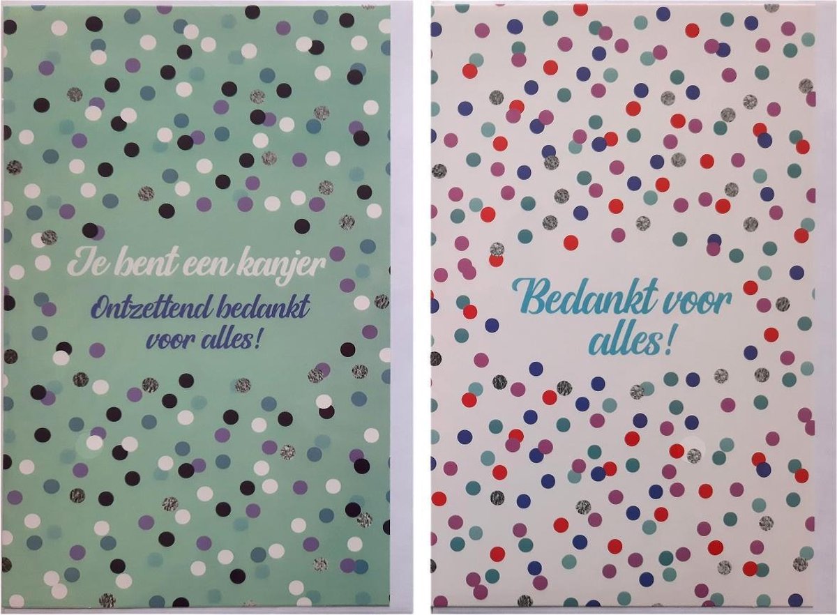 2 Wenskaarten - Bedankt voor alles + Kanjer Bedankt – 12 x 17 cm