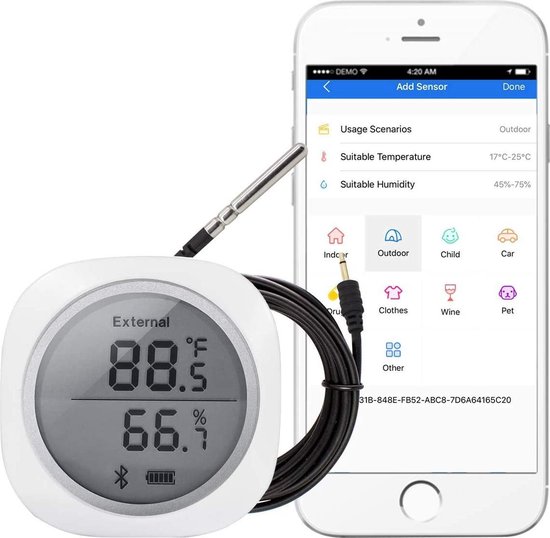 Thermomètre et Inkbird sans fil Inkbird IBS-TH1 PLUS pour téléphone Android  et iOS,... | bol.com