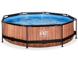 Piscine EXIT Wood ø300x76cm avec pompe filtrante - marron