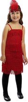 FUNIDELIA Rood Flapper kostuum voor meisjes - 7-9 jaar (134-146 cm)
