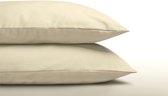 Set van 2 beige / crème-kleurige kussenslopen (kussensloop ecru off-white) KATOEN voor standaard hoofdkussen van 60 x 70 cm (beddengoed op het bed, cadeau idee!)