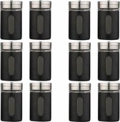 VOORDEEL! 12x RVS kruidenpotjes, kruidenstrooiers, zwart